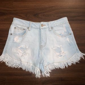 Light Wash Denim High-Waisted Shorts